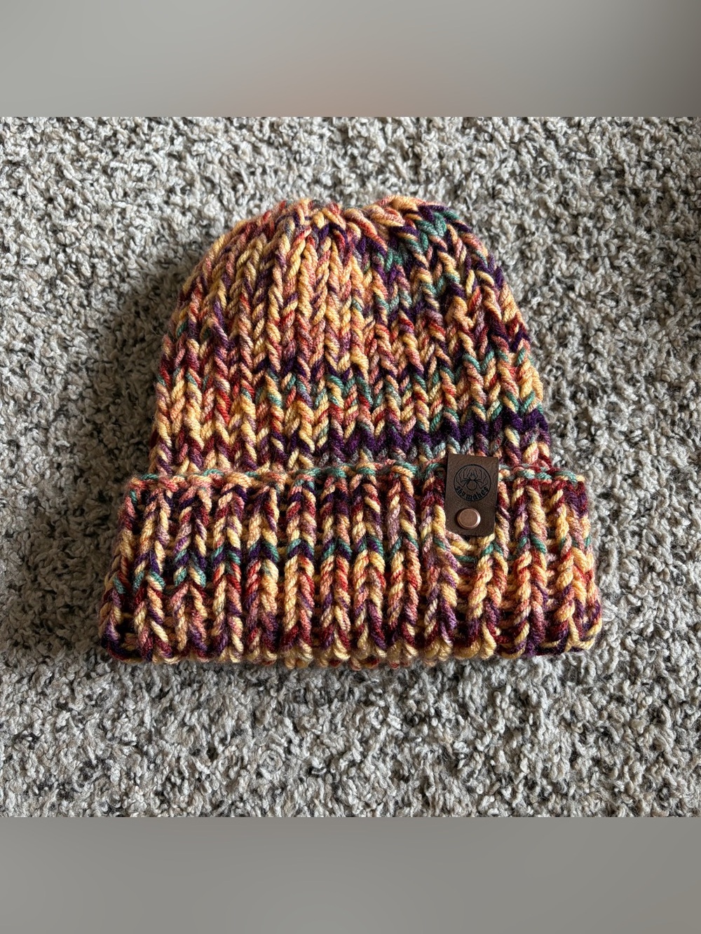 Handmade chunky ribbed knit beanie funky